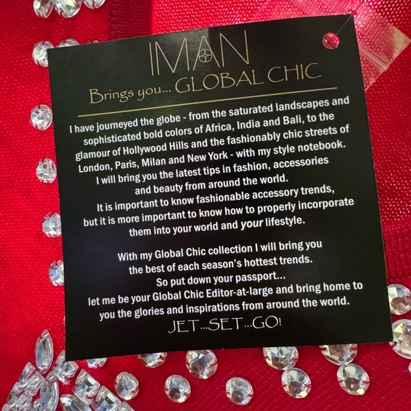 NWT IMAN Global Chic Red Touch of Cashmere tunic with jeweled scooped neck - Picture 4 of 10